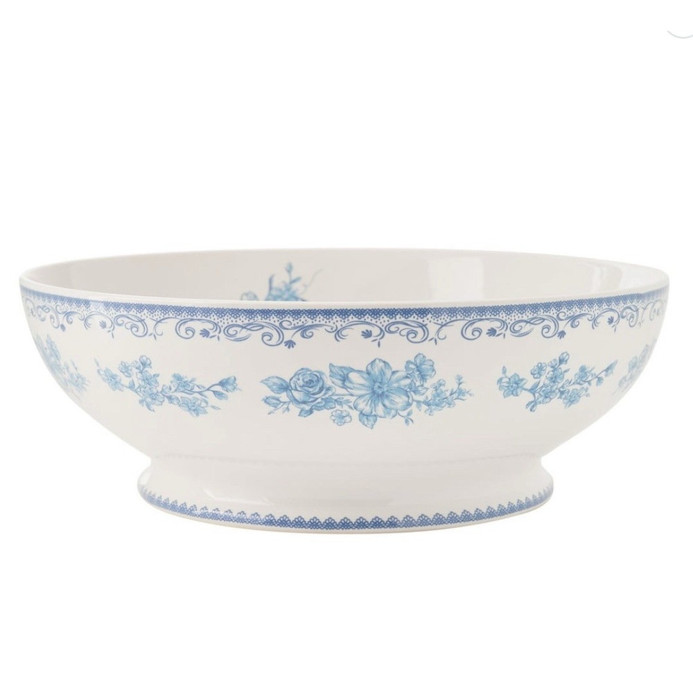 Pioneer Woman Serving Bowl Agatha Blue White 11" Stoneware Floral